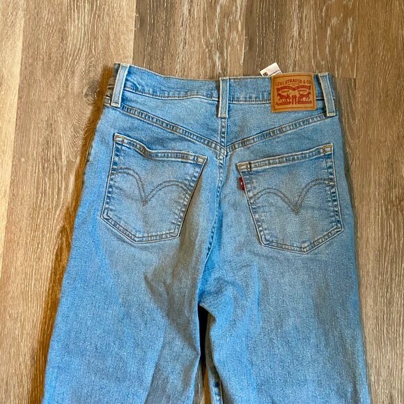 Levi's Ribcage Straight Ankle Jeans Light Blue Distress Button Fly High 27 27 - Picture 12 of 12